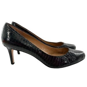 Ann Taylor heels size 8.5 black alligator embossed leather almond toe career